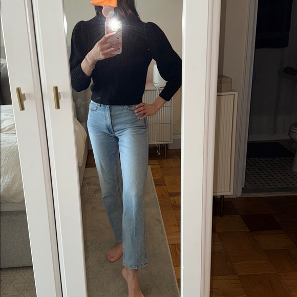 J.Crew Cropped Puff Sleeve Black Turtleneck Sweater size XS in Black - Picture 4 of 9